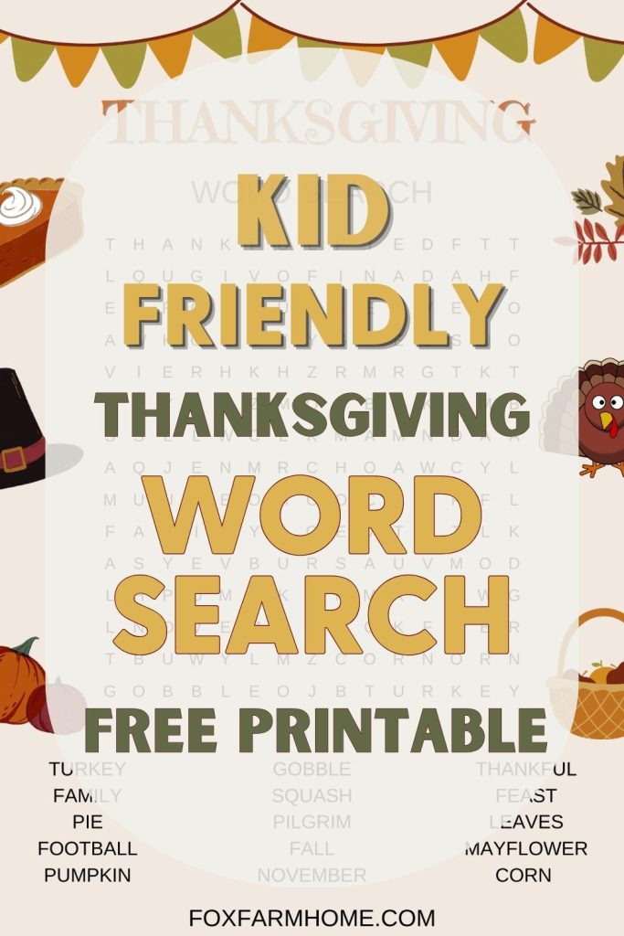 Pinterest Pin for the Thanksgiving word search