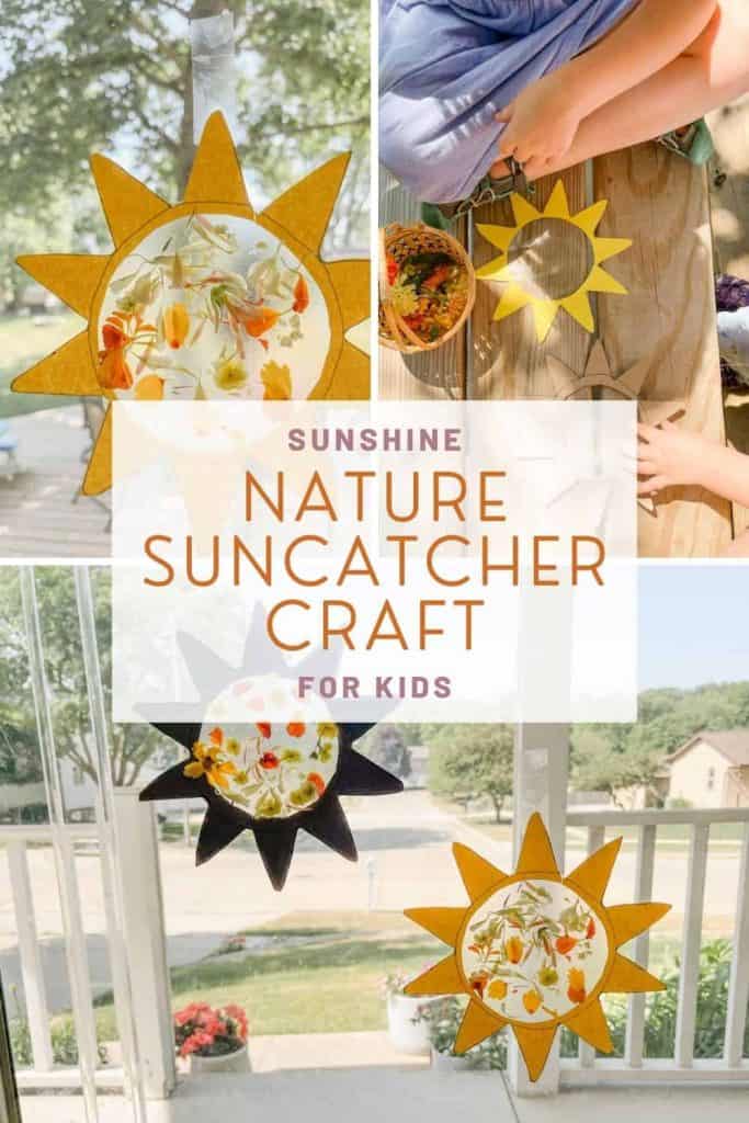pinterest pin of the suncatcher craft including the pictures from above