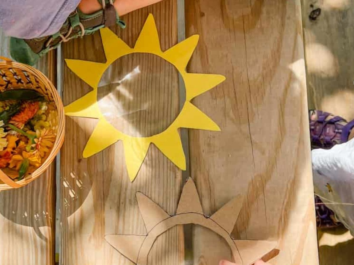 suncatcher with sun cut out and contact paper added to the back of it.