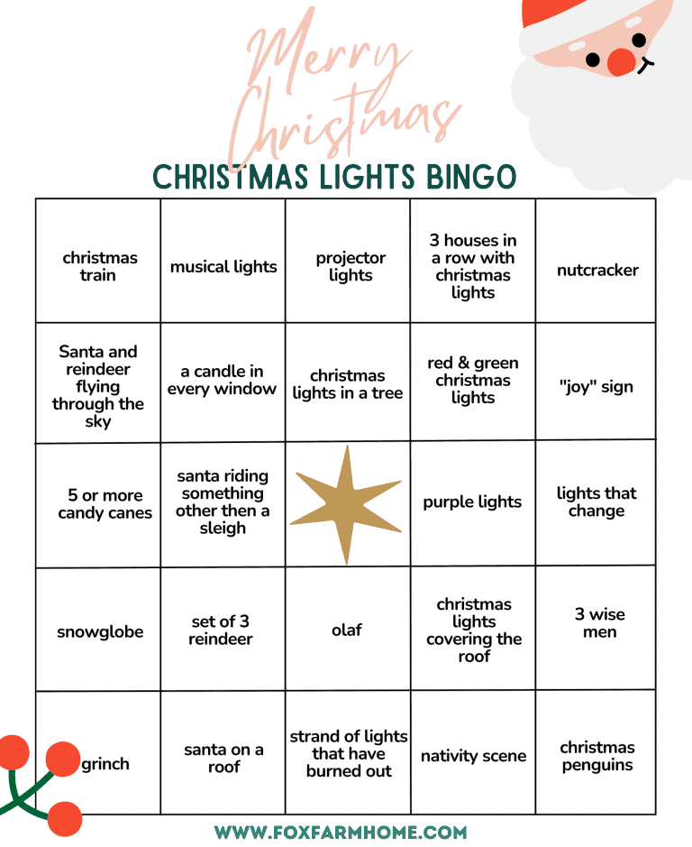 Christmas Lights Bingo With Free Printable Cards - Fox Farm Home