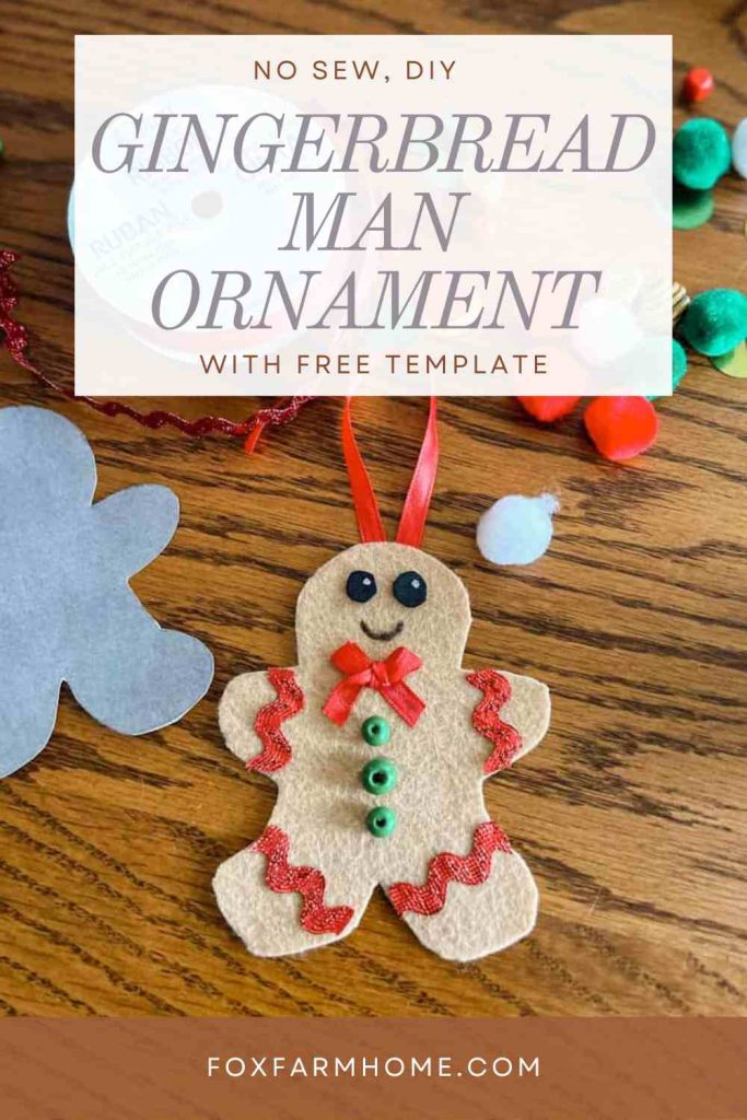 pinterest pin for gingerbread man ornament craft