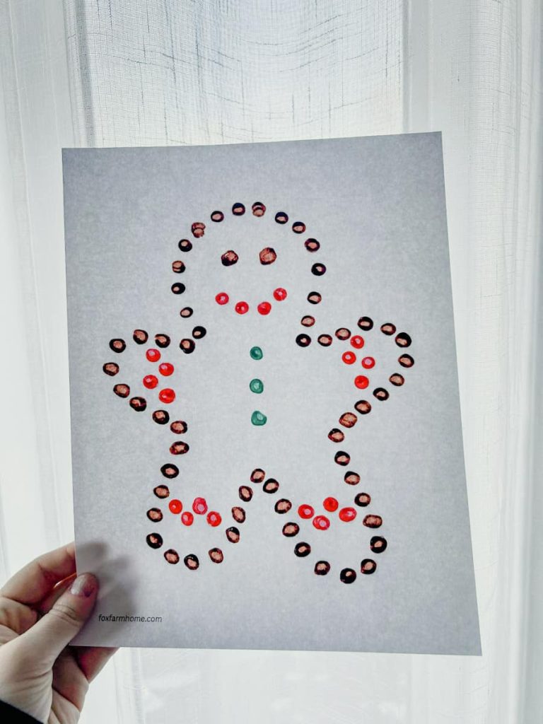 Gingerbread Man Q-Tip Painting-Free Printable Template