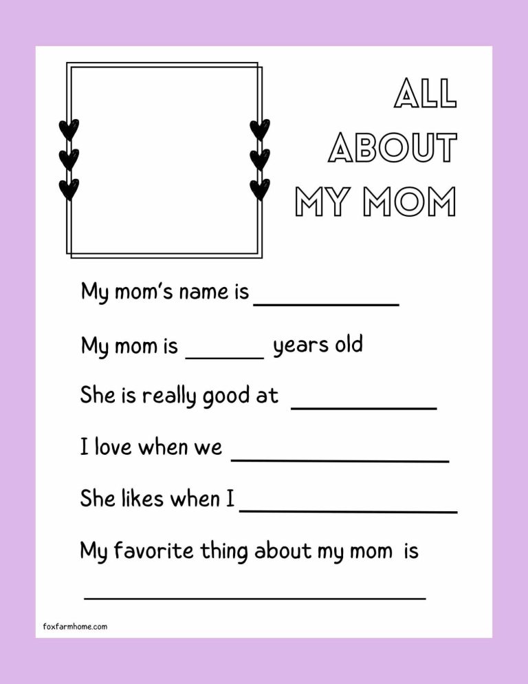 Printable Mother’s Day Questionnaire (For Grandma’s Too!)