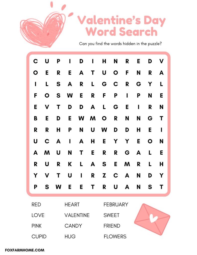 picture of the valentines day word search