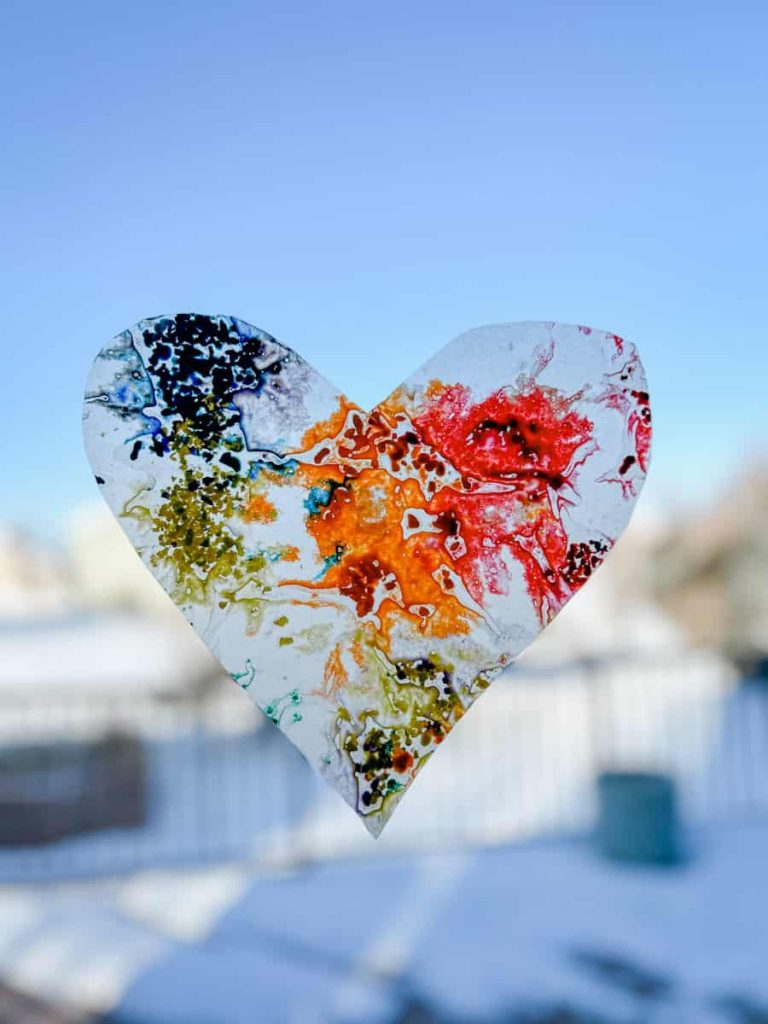 wax paper melted crayon heart