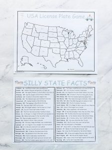 USA state map and state facts free printable