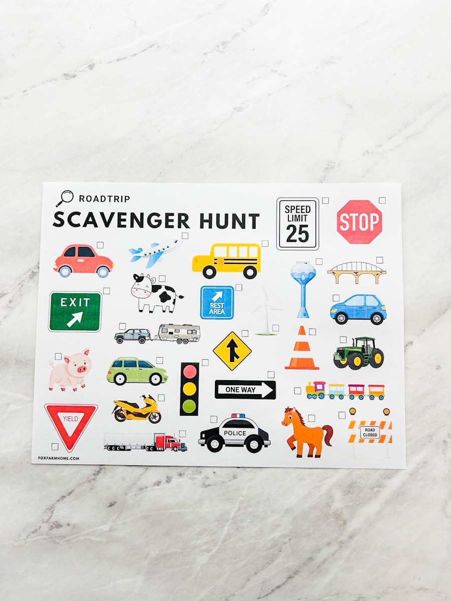 Road Trip Scavenger Hunt | Free Printable Car Game - Fox Farm Home road-trip-scavenger-hunt-free-printable-car-game-fox-farm-home
