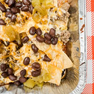 camp fire nachos on table