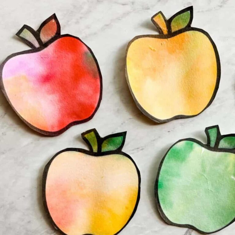 Tissue Paper Apple Craft for Kids {Free Template}