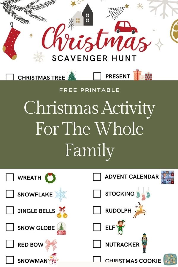 Pinterest pin for Christmas scavenger hunt