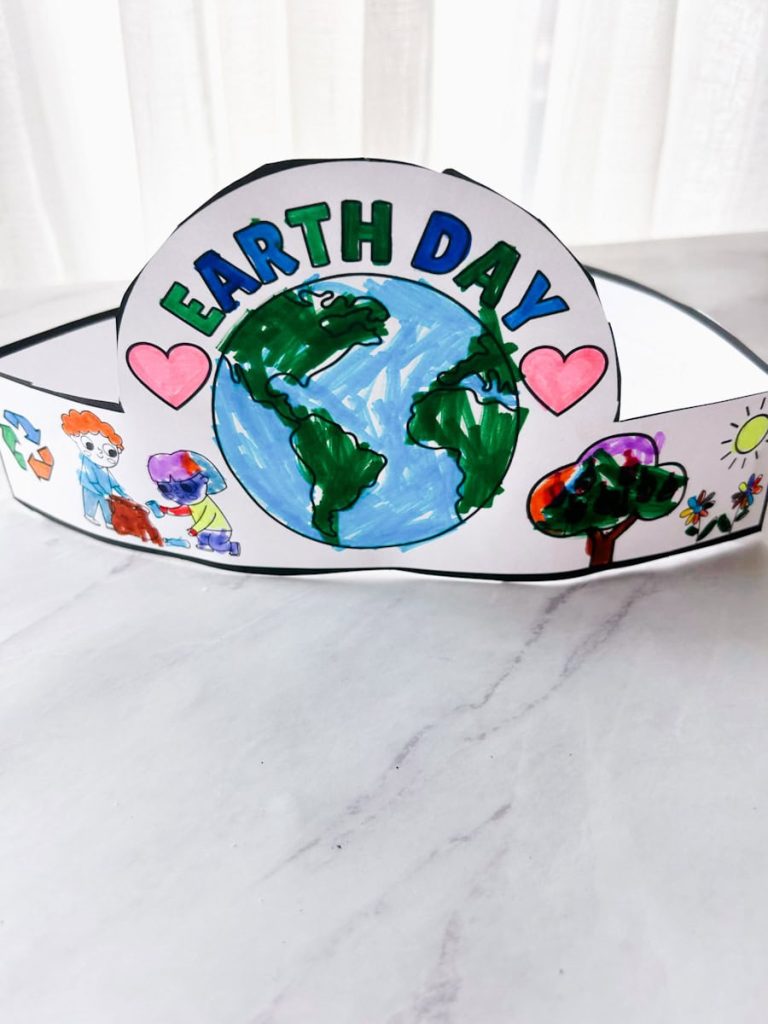 Earth day hat colored and on table
