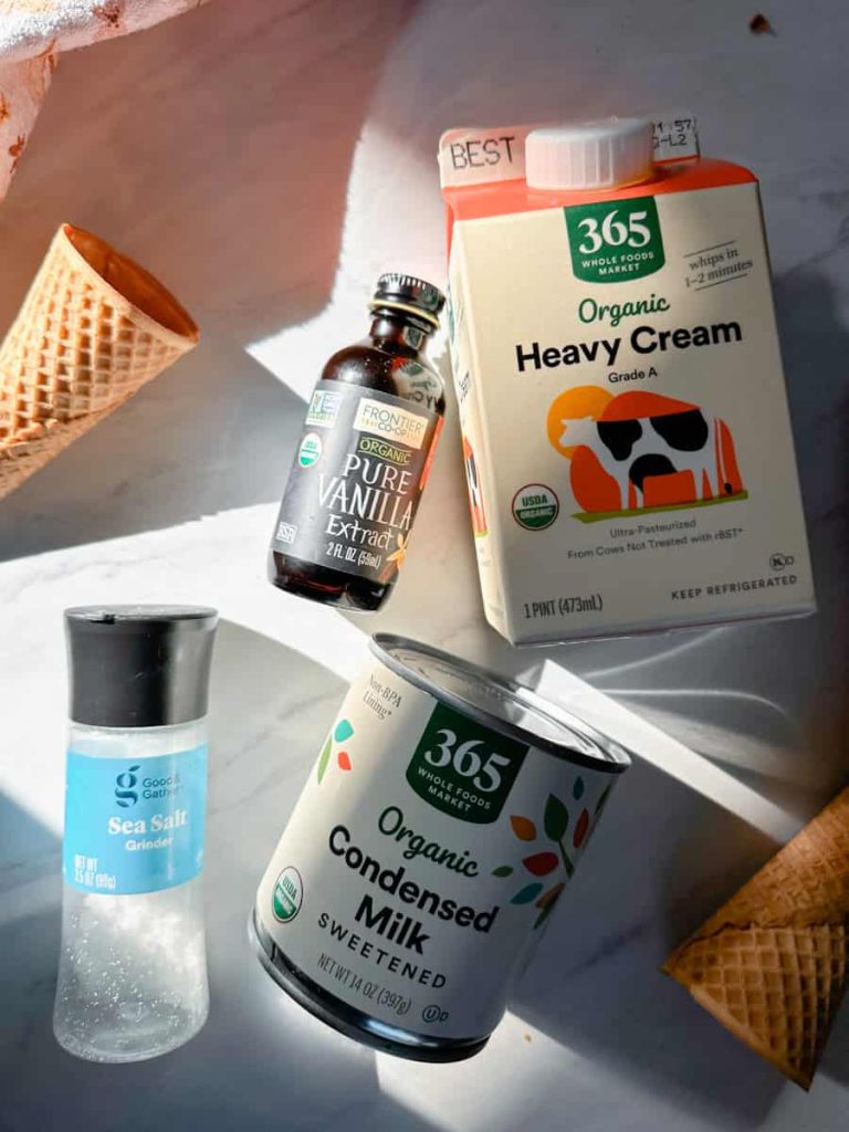 ingredients on table with lots of sunshine and shadows in photo