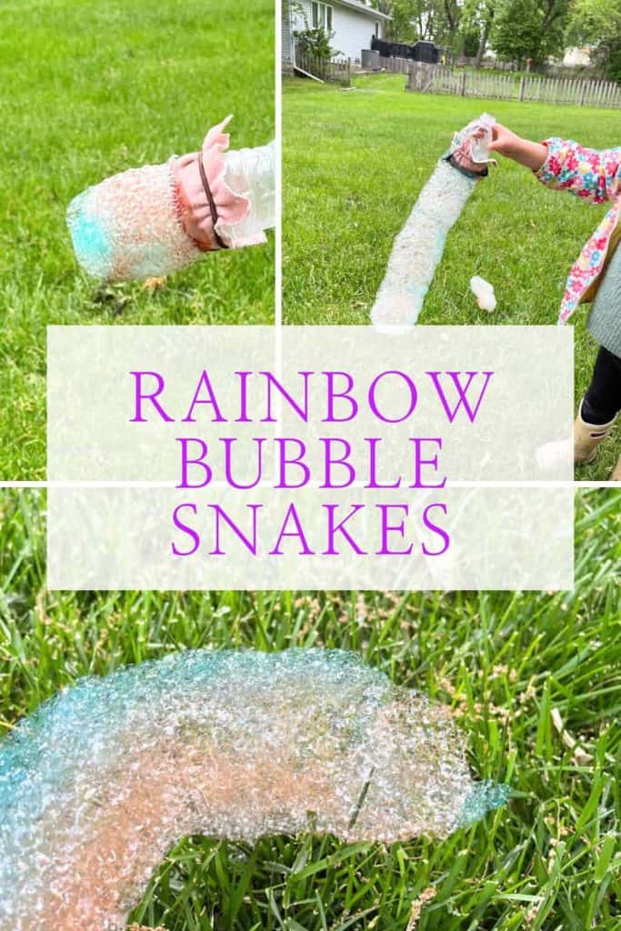 pinterest pin for rainbow bubble snakes