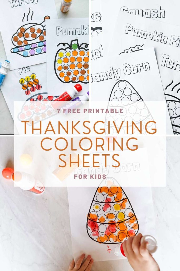Pinterest Pin for 7 free printable thanksgiving coloring sheets