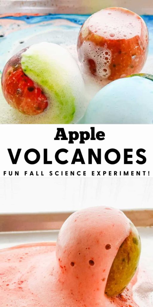 pinterest pin for apple volcanoes fun fall science experiment