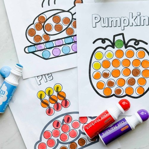 3 completed dot marker pages