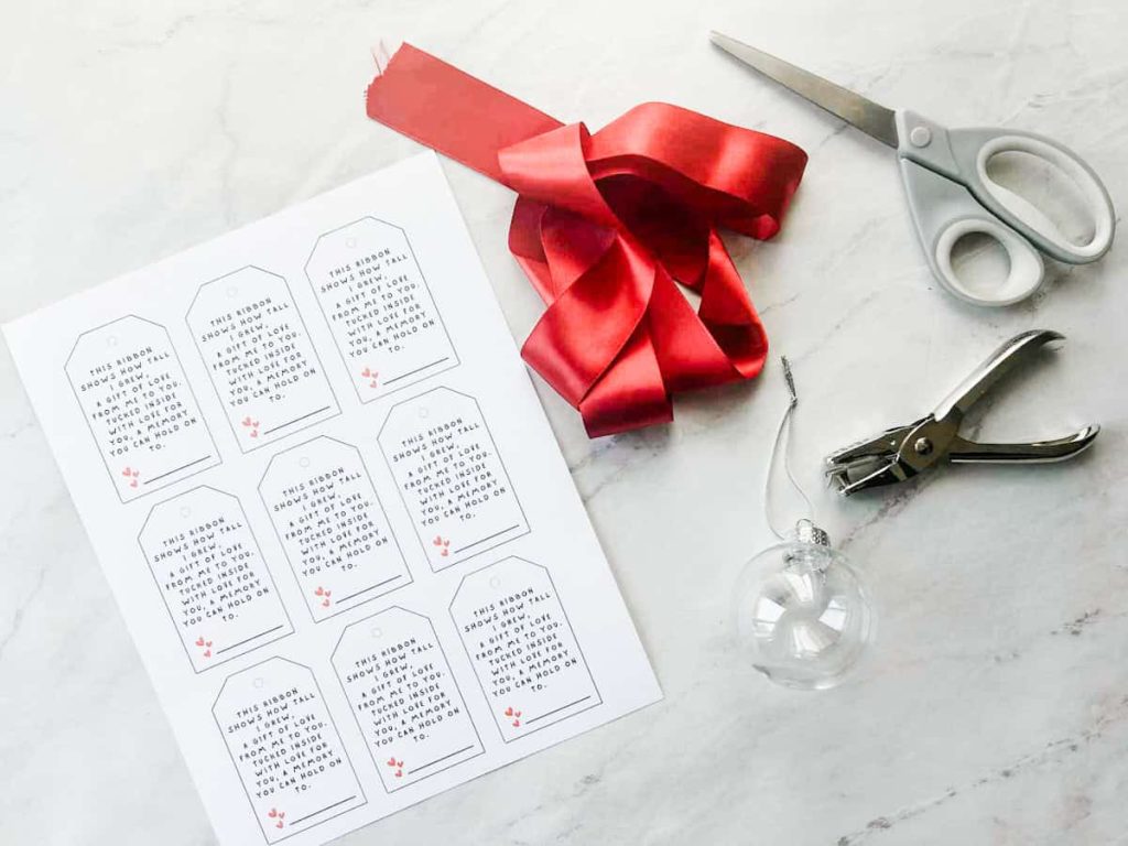 materials for the christmas height ornament craft