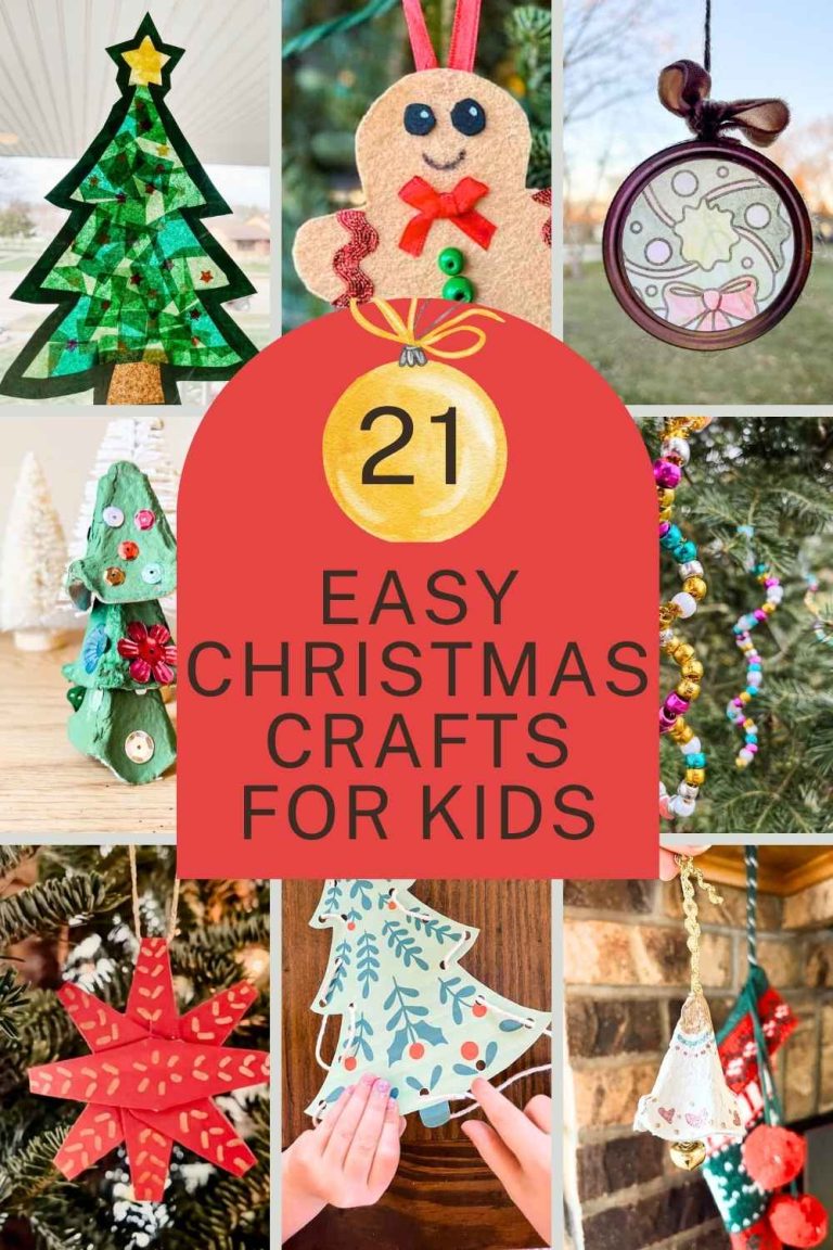 Pinterest pin for 21 easy Christmas crafts for kids