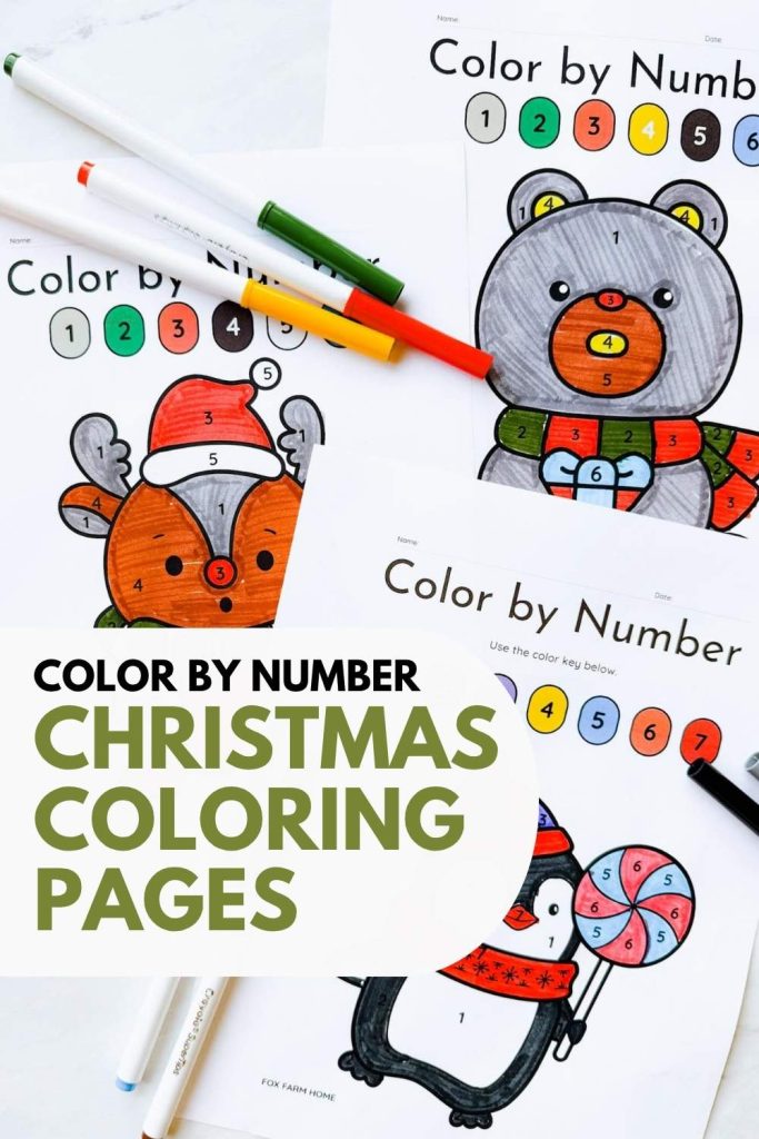 Christmas Color by number coloring sheets pinterest pin