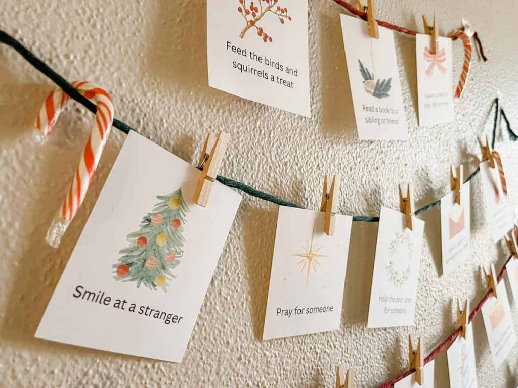 Acts of Kindness advent calendar hanging on wall