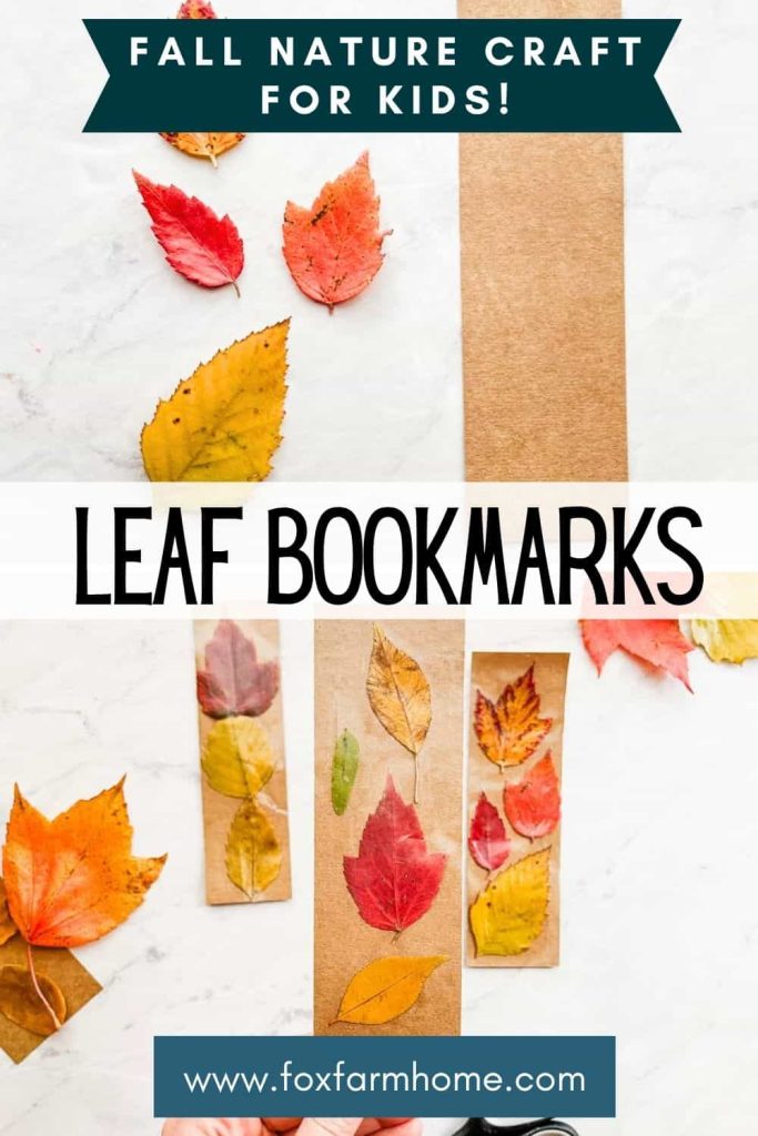 pinterest pin for leaf bookmarks a fall nature craft for kids