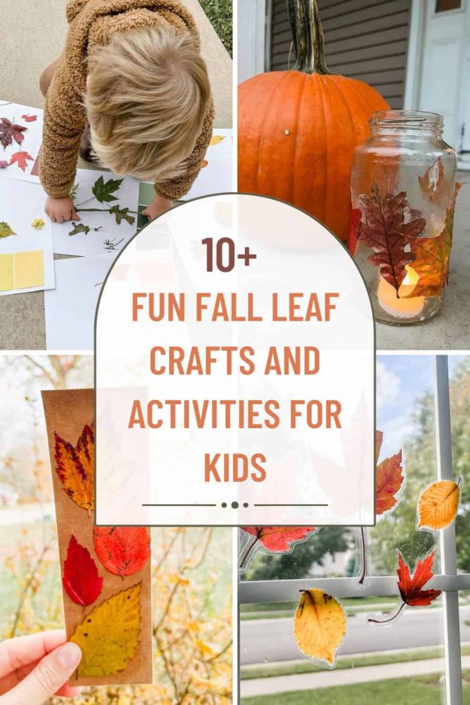 pinterest pin for fun fall leaf crafts and activities for kids