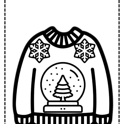 Christmas sweater template with snowglobe and snowflakes on sweater