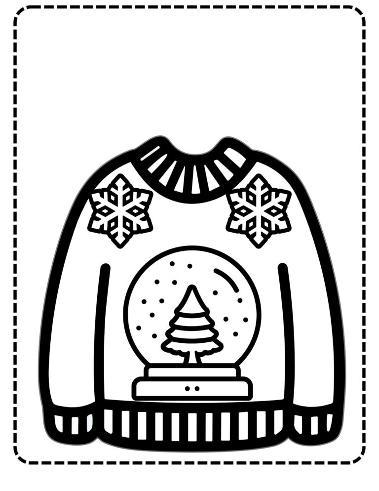 Christmas sweater template with snowglobe and snowflakes on sweater