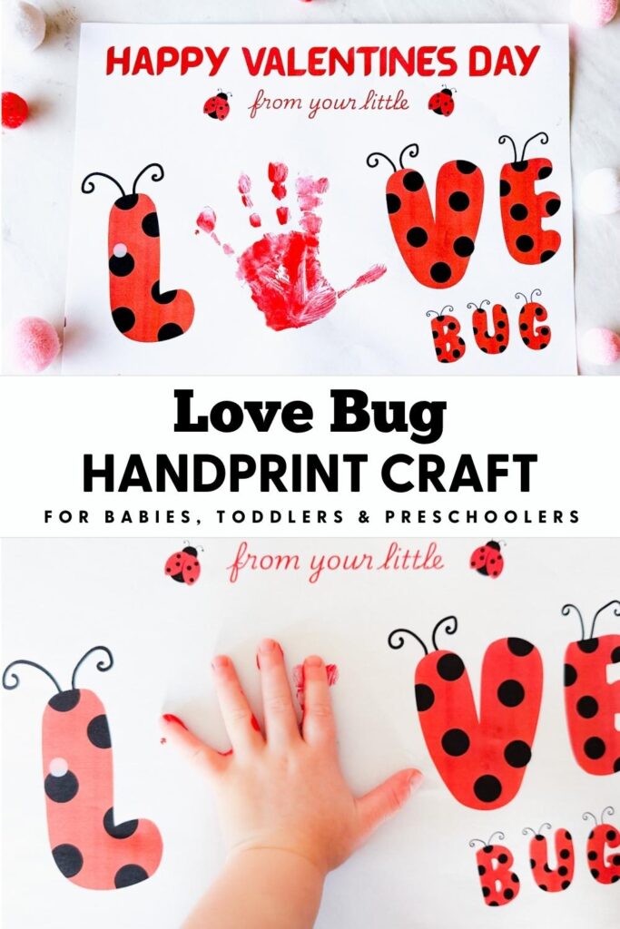 pinterest pin for Love Bug handprint craft