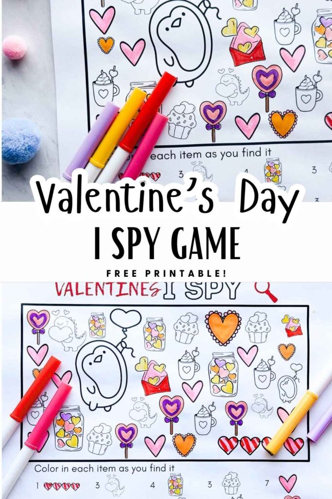 Pinterest Pin for Valentine's Day I Spy Game