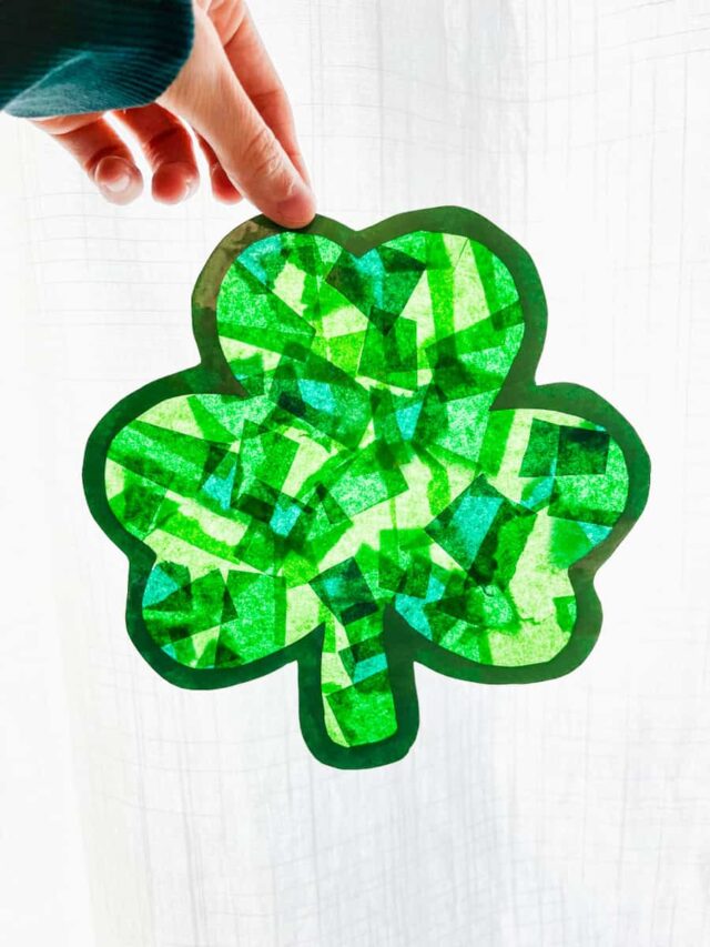 Shamrock Suncatcher Craft (Free Printable Template) - Fox Farm Home
