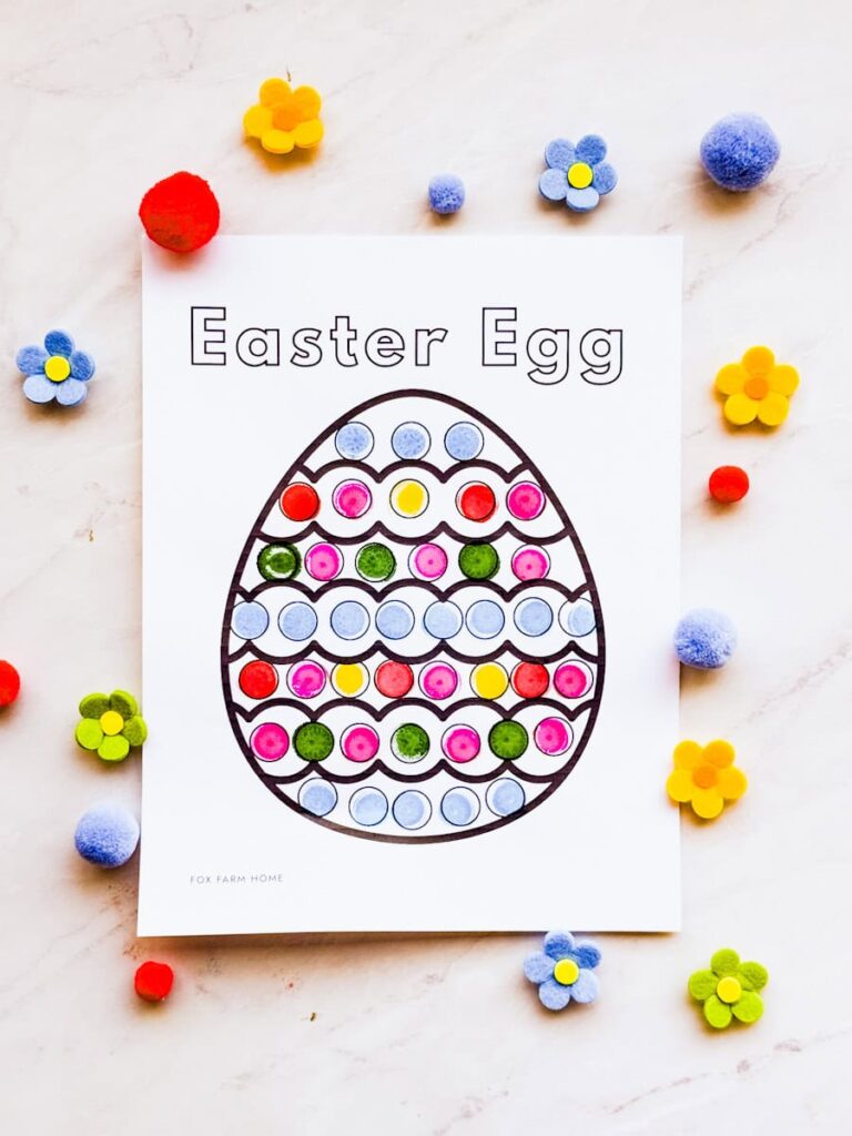 completed easter egg dot marker page
