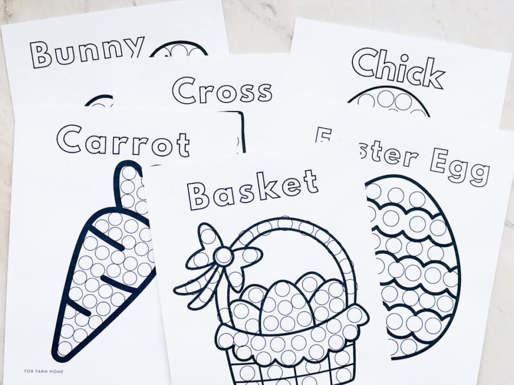 Blank dot marker printables laying on table