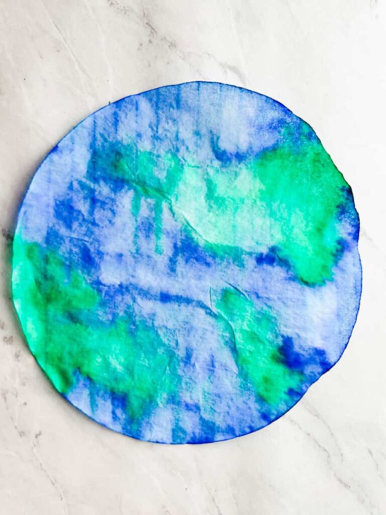 finished coffee filter craft sitting on table