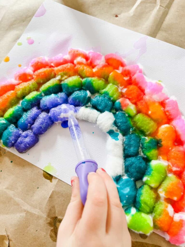 Cotton Ball Rainbow Craft - Fox Farm Home