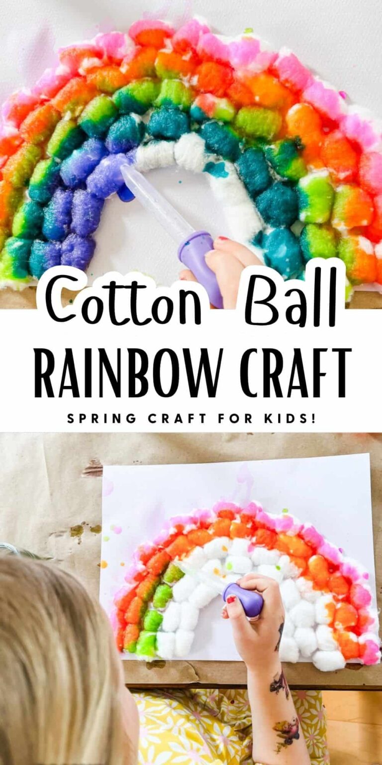Cotton Ball Rainbow Craft - Fox Farm Home