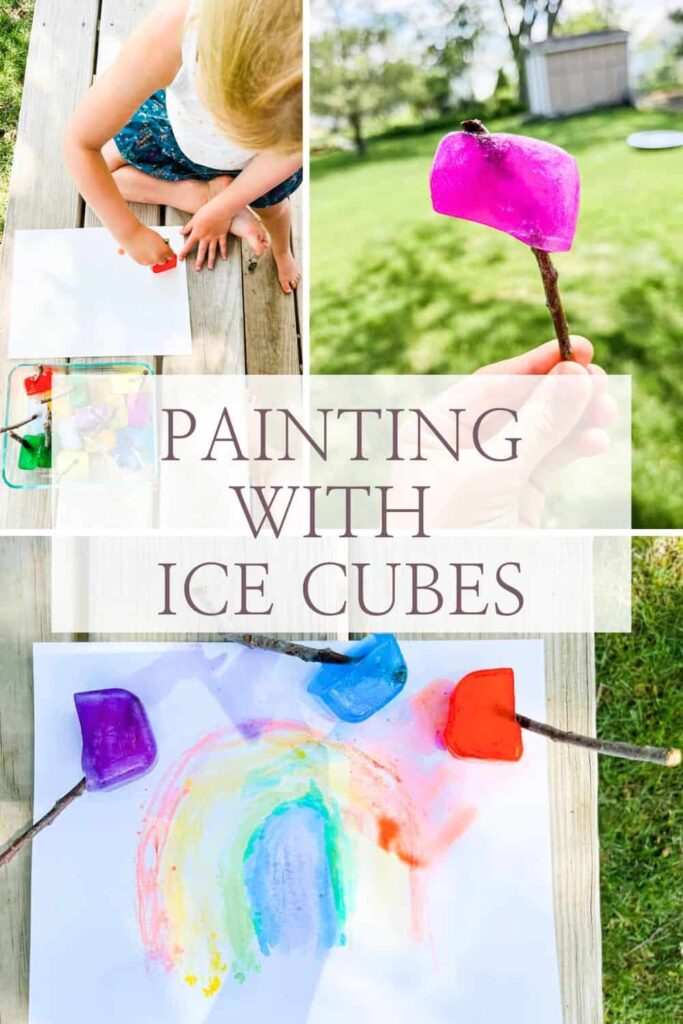 pinterest pin for painting with ice cubes