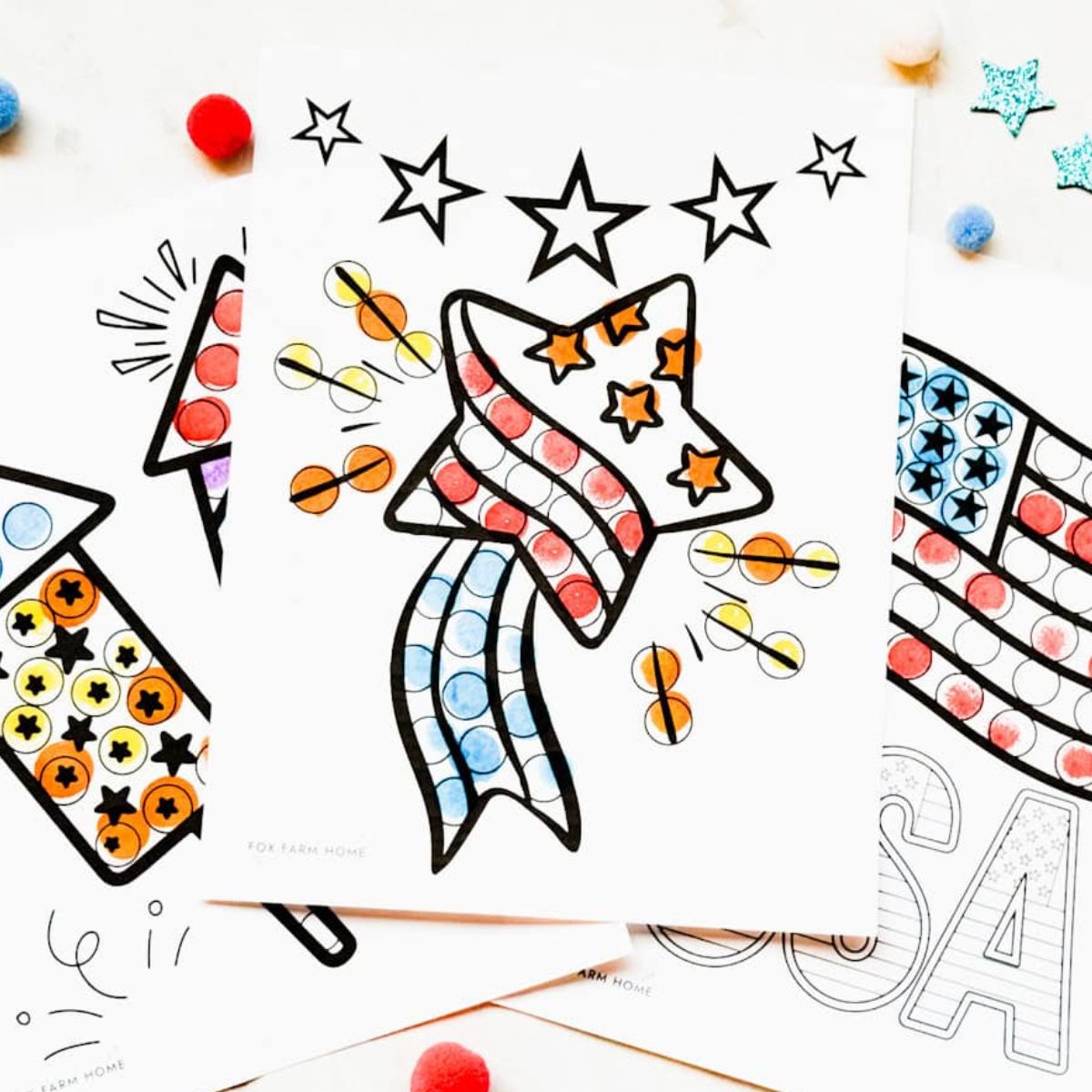 8 Free Printable 4th of July Dot Marker Pages
