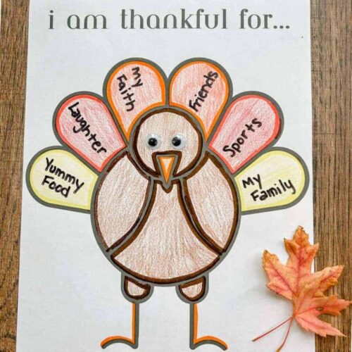 completed i am thankful for turkey sitting on table.