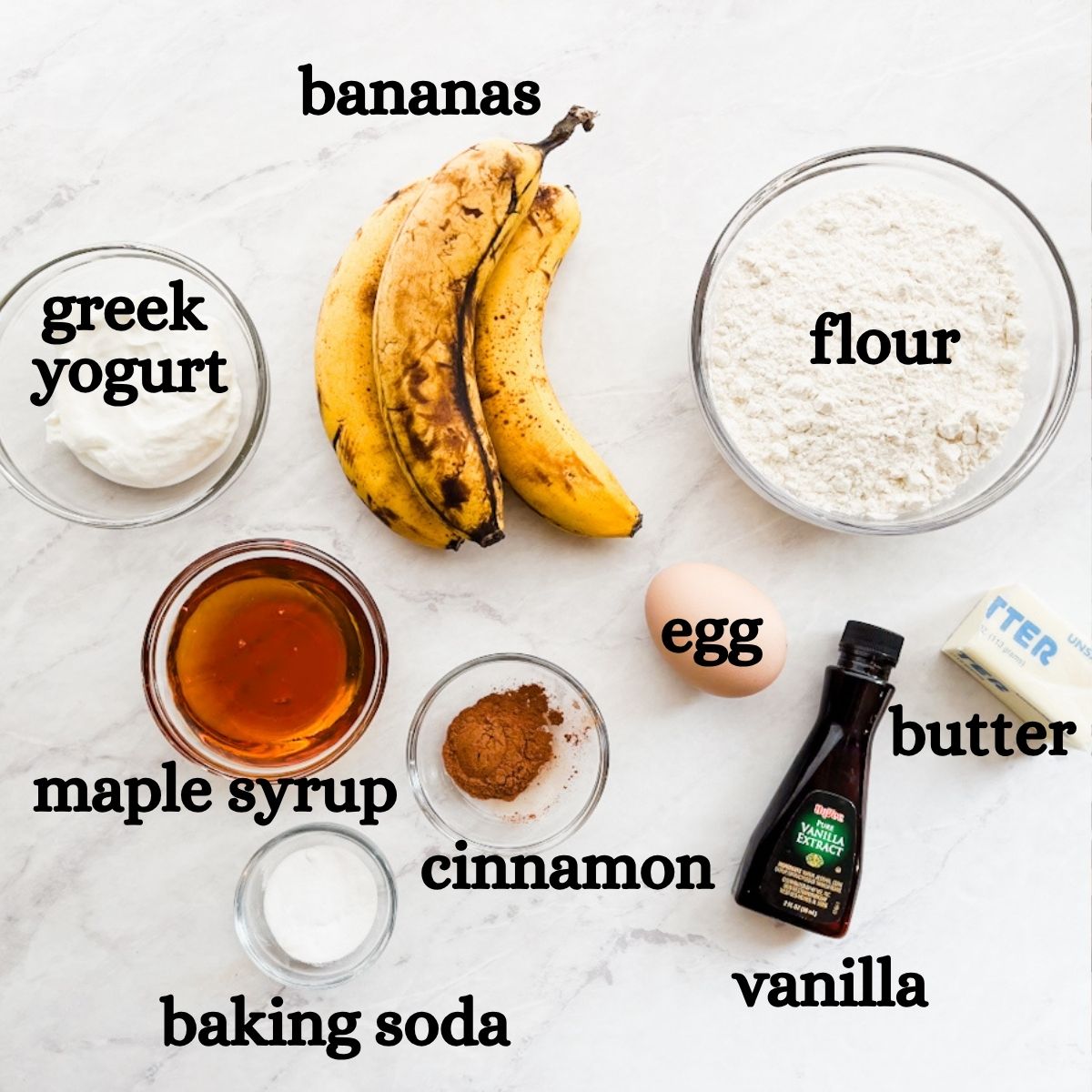 Key ingredients for banana bread mini muffins.