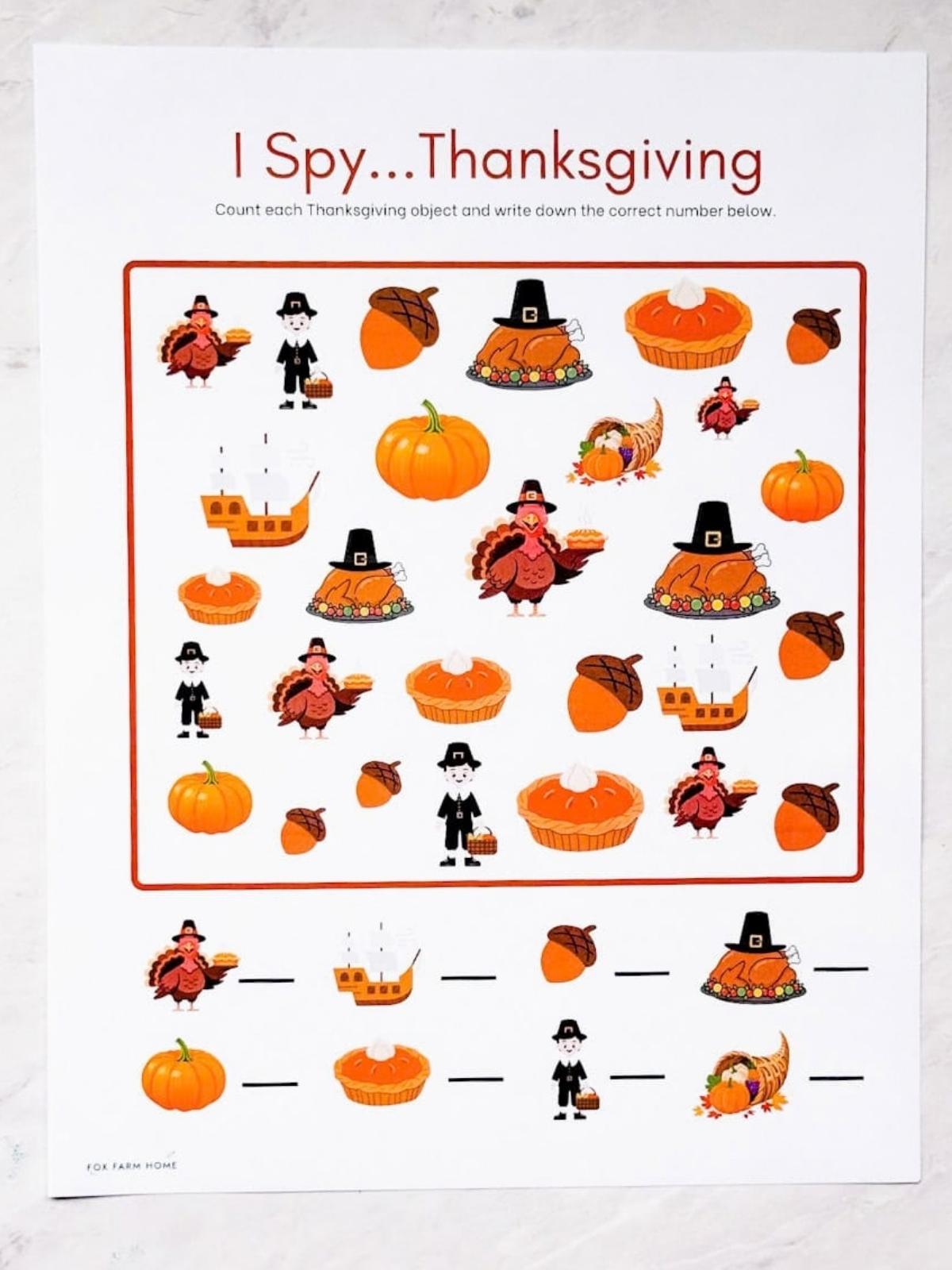 I spy activity sitting on table. 